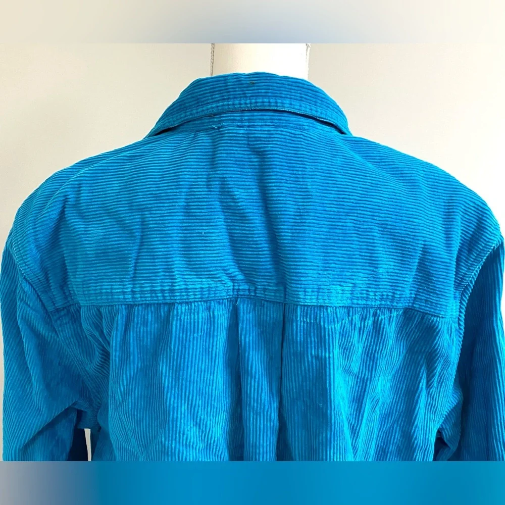 Urban Outfitters Mens M Solid Blue Big Corduroy Oversized Work Shirt Streetwear - Picture 6 of 14